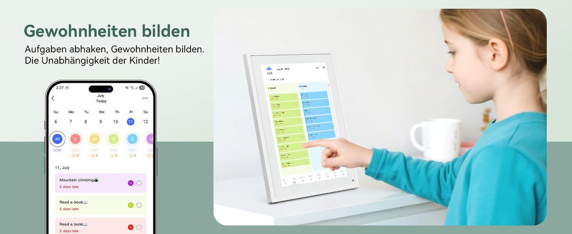 TABWEE P10 10,1 Zoll Digitaler Kalender und Desktop Bilderrahmen mit Touchscreen, WLAN, 1280x800, 16:10, Multi-Device-Sync und Sharing, Fotorahmen