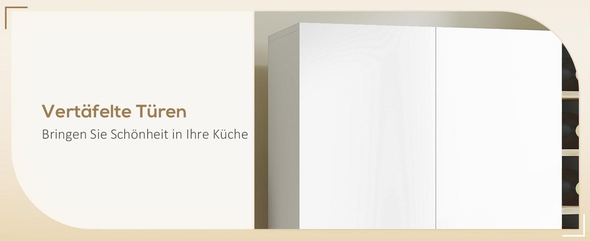 HOMCOM Küchenschrank mit offenen Regalen, Fächern, Weinregal, 5 Schranktüren