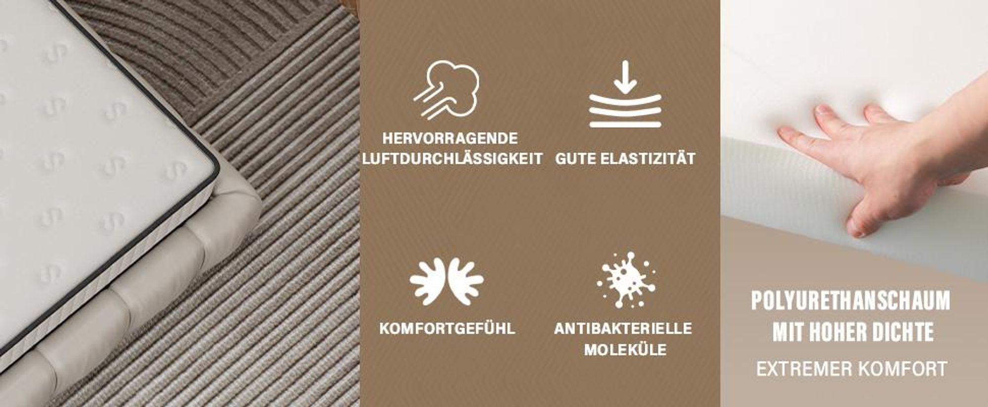 DEWINNER Zestaw 2 materacy 140x190x16 | Materac z pianki z pamięcią kształtu | Wysoka gęstość, średnia twardość, grubość 16 cm, hipoalergiczny