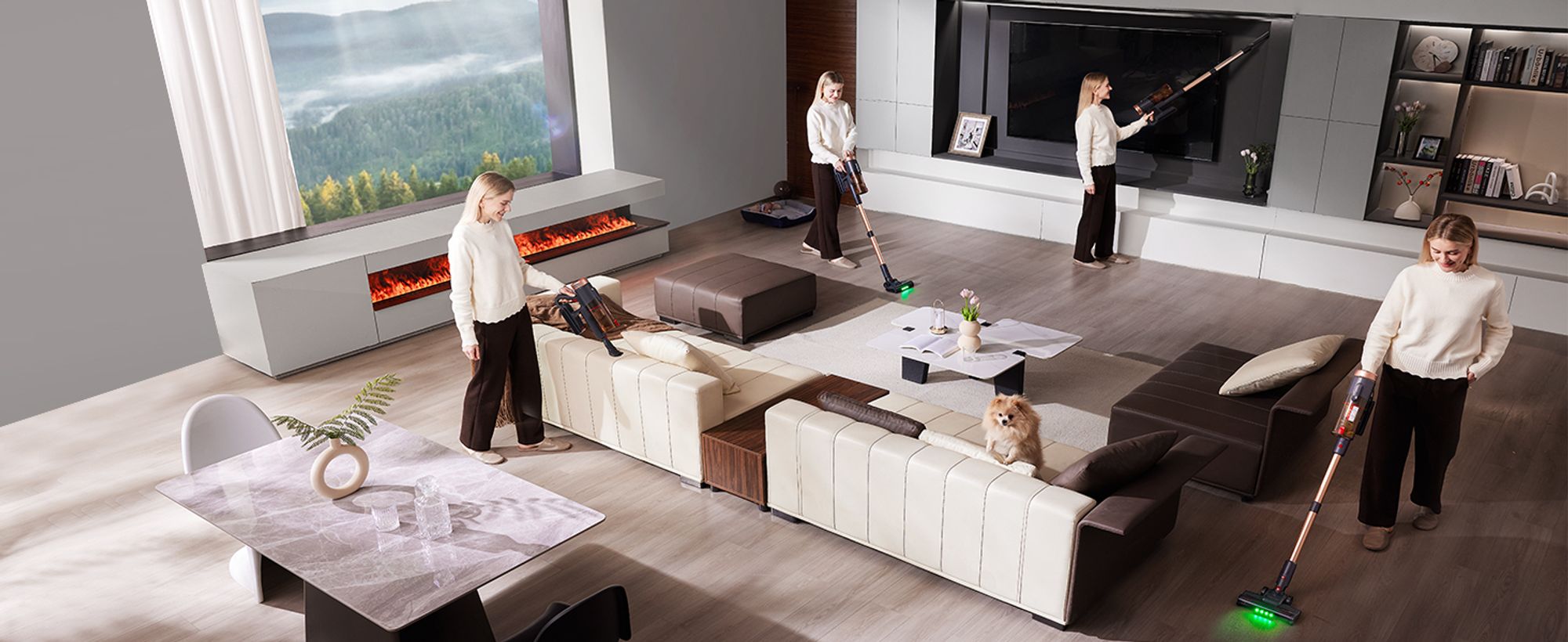 Proscenic ​​Handstaubsauger, Akku-Staubsauger,40kPa/450W starke Saugkraft, 40 Minuten, mit grünem Licht, 5-in-1 Filtersystem,für Kleine Wohnung
