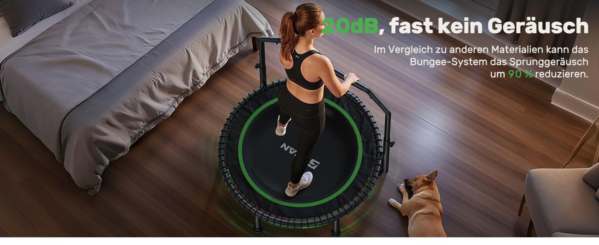 BCAN Fitnesstrampolin Rebounder für Erwachsene, Ø 102 cm / 122 cm, belastbar bis 204 kg / 250 kg