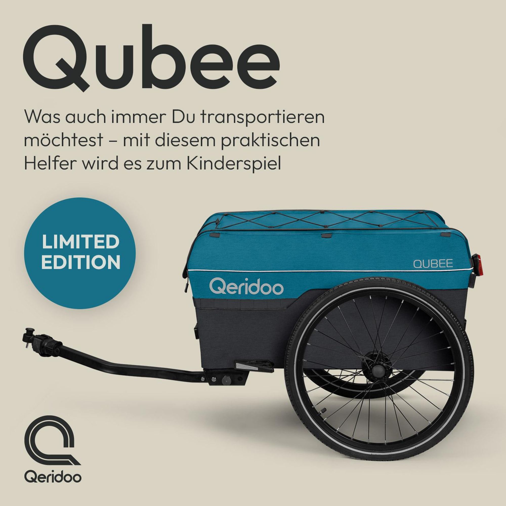Qeridoo Qubee Cargo / Lastenanhänger, Farbe: Petrol