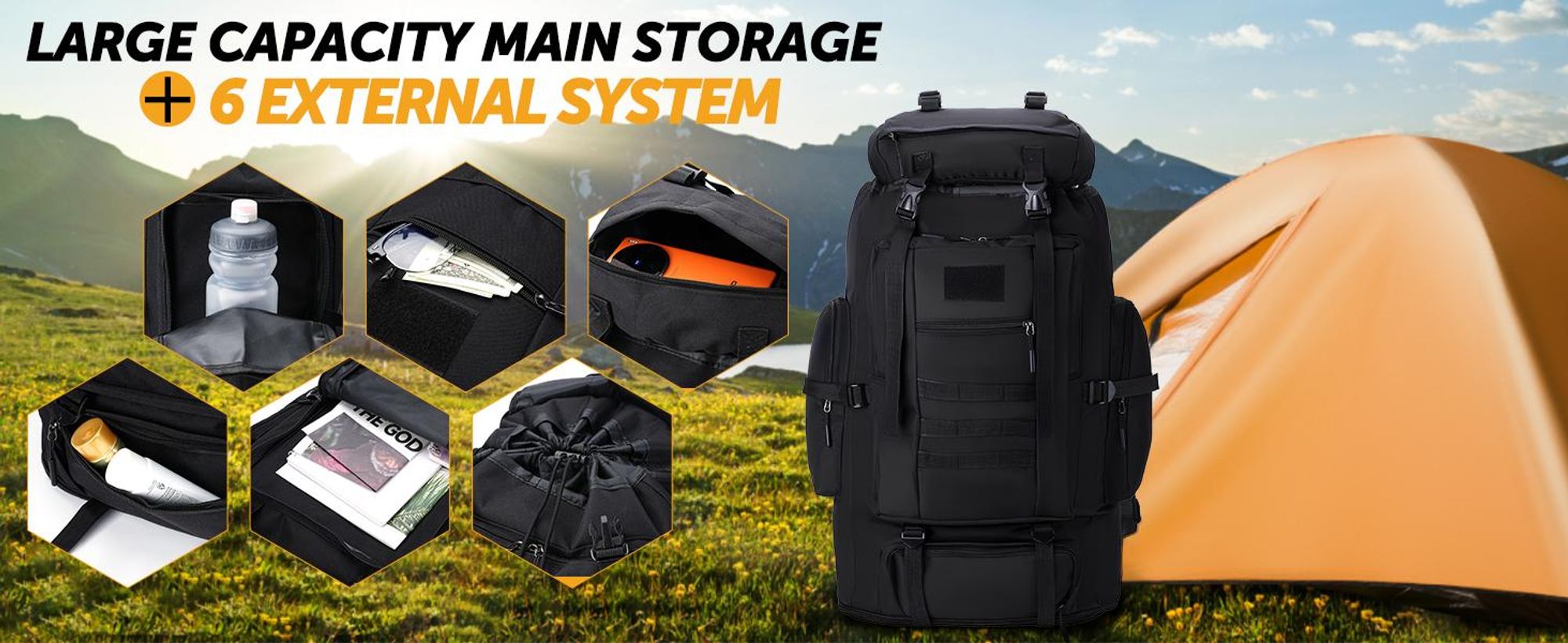 Trekkingrucksäcke, Wanderrucksack, Camping Rucksack, Reiserucksack, 100L Rucksack, Wasserdicht, für Camping Trekking Wander