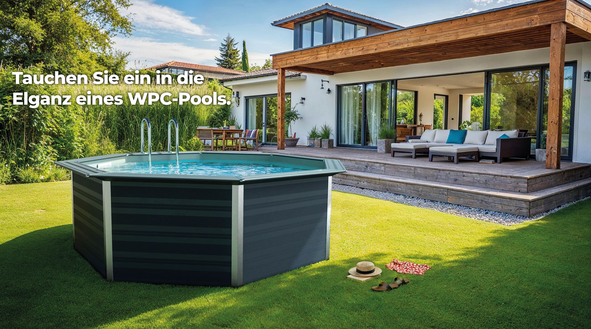 GRE Runder Composite-Pool KPCO41 – Ø 410 x 124 cm, Komplettset