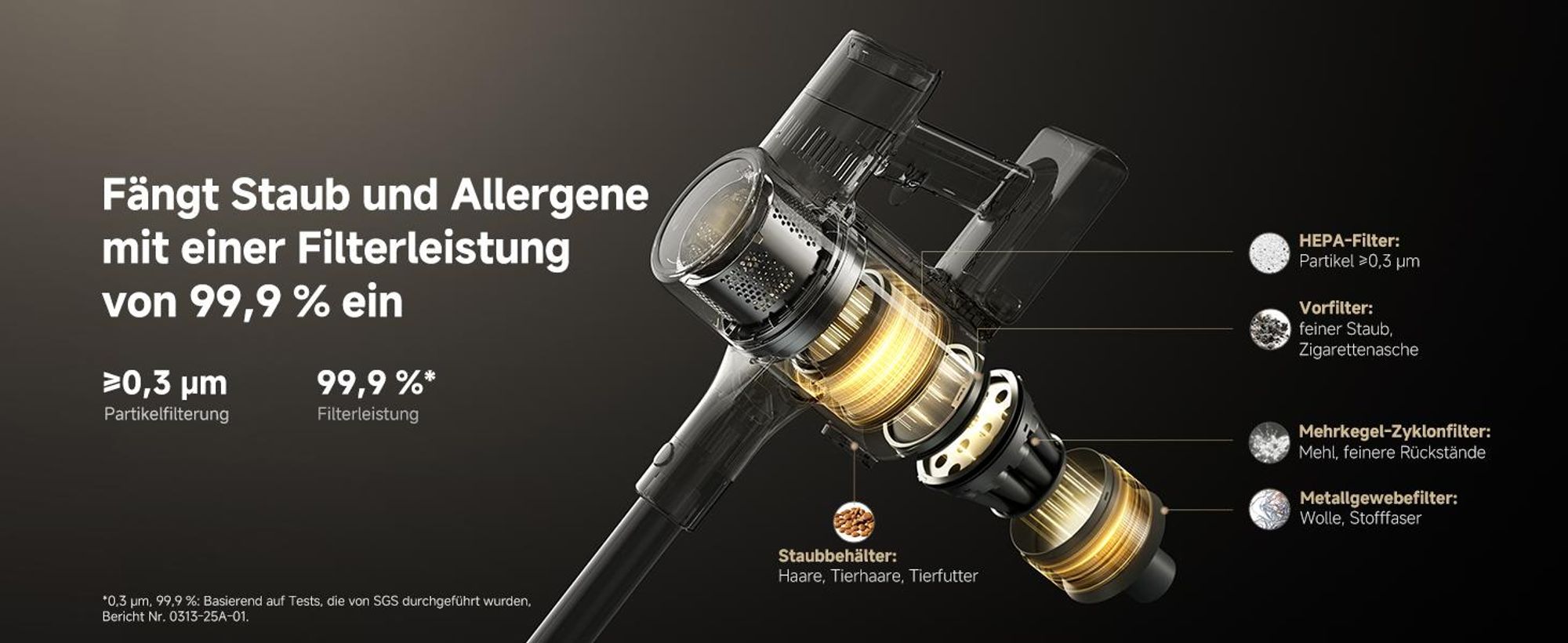 Dreame R30 Akku-Stabstaubsauger,22KPa Saugleistung,190AW Saugleistung,90 Min, Seitenbürste,Reinigung mehrerer Oberflächen,Anti-Tangle Handstaubsauger