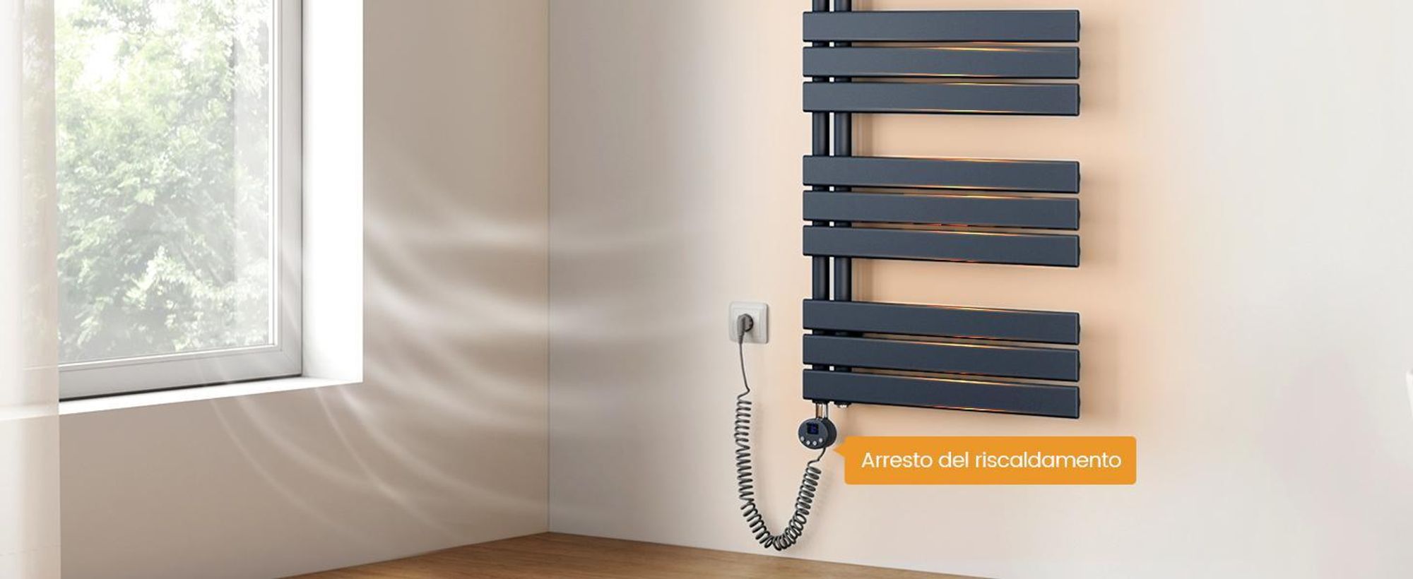 EMKE Radiatore da bagno elettrico con controllo tramite app Wi-Fi Termostato Scaldasalviette 1320 x 500 mm Antracite Portasciugamani 800 W Asciugamani