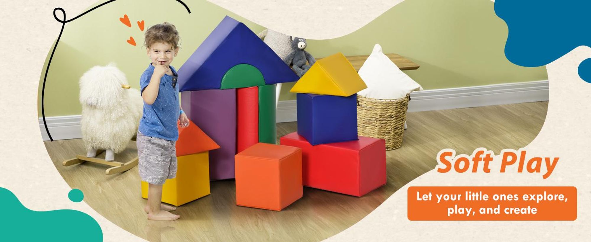 HOMCOM 11-częściowy zestaw miękkich klocków, klocki z pianki, zestaw klocków, kolorowa sztuczna skóra