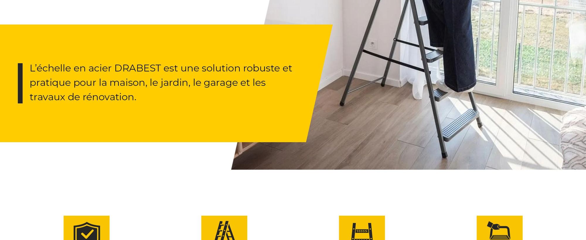 DRABEST | conducteur en acier, échelle, échelle ménagère, échelle 5 marches, marchepied pliante, acier, universel, jusqu'à 125 kg.  Et en italien :