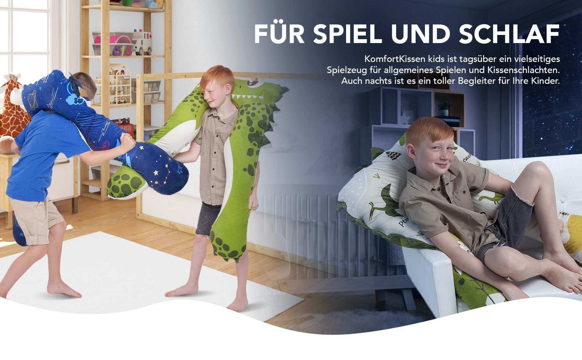 KomfortKissen™ Kids – Ergonomisches Kinder-Körperkissen 60x120 cm - Mikroplüsch (Kuschelig) / Fox