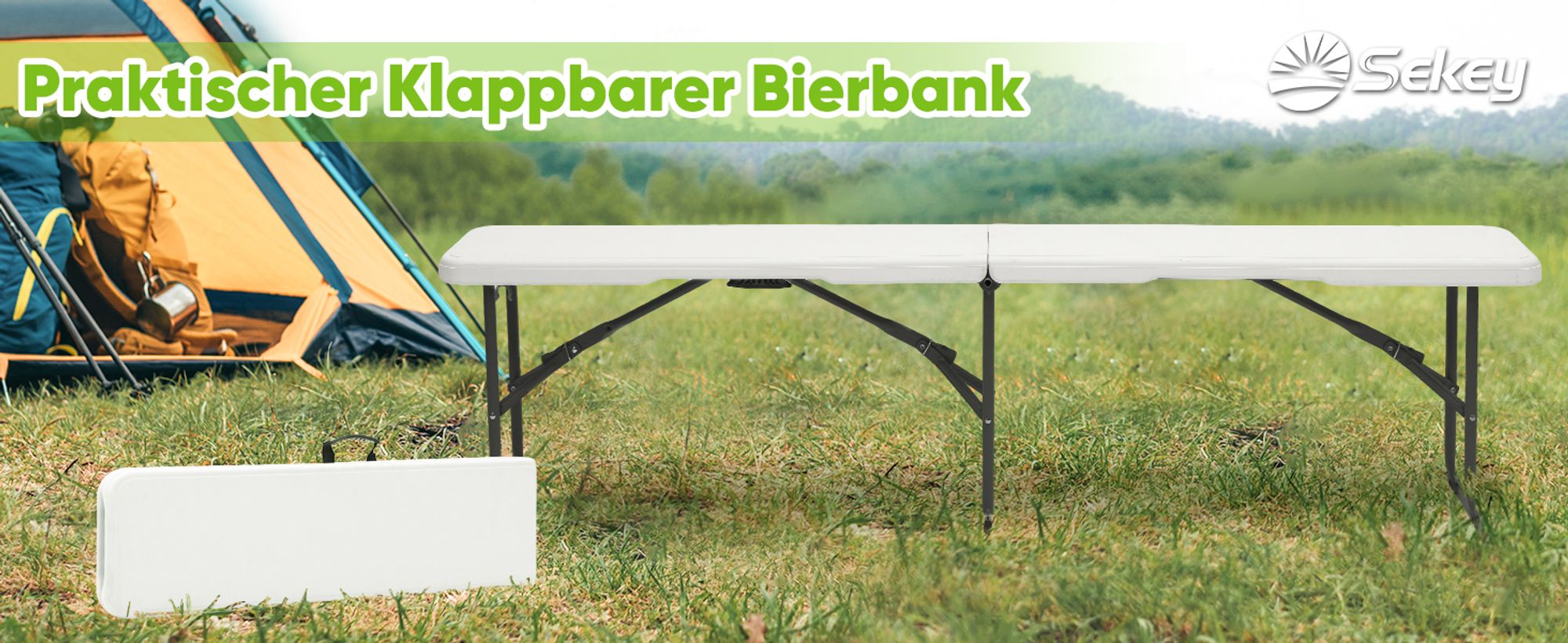 Sekey Kunststoff Klappbank Bierbank Campingbank Sitzbank bis 300kg Belastbar