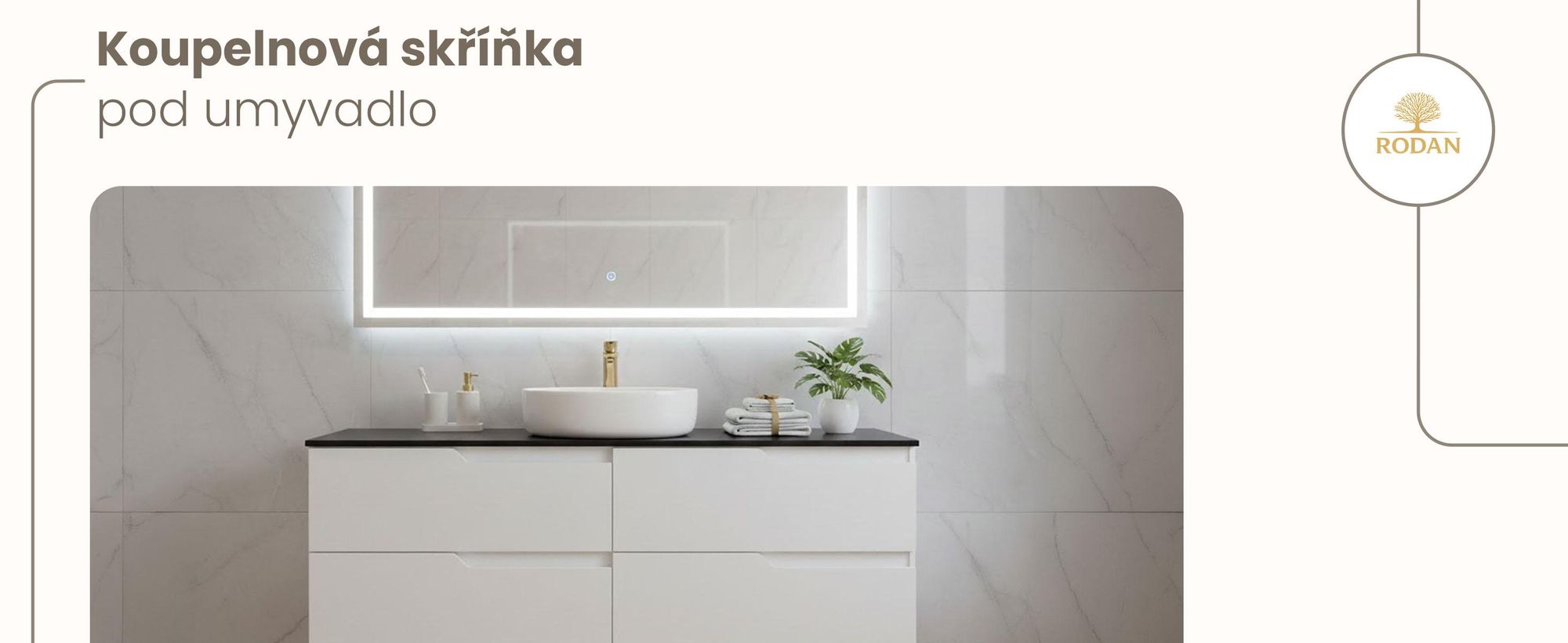 RODAN | Skříňka pod Umyvadlo - Bílá a Černá - 120 cm - S Deskou Stolu - 4 Zásuvky - Závěsné - MDF čela - MODERN