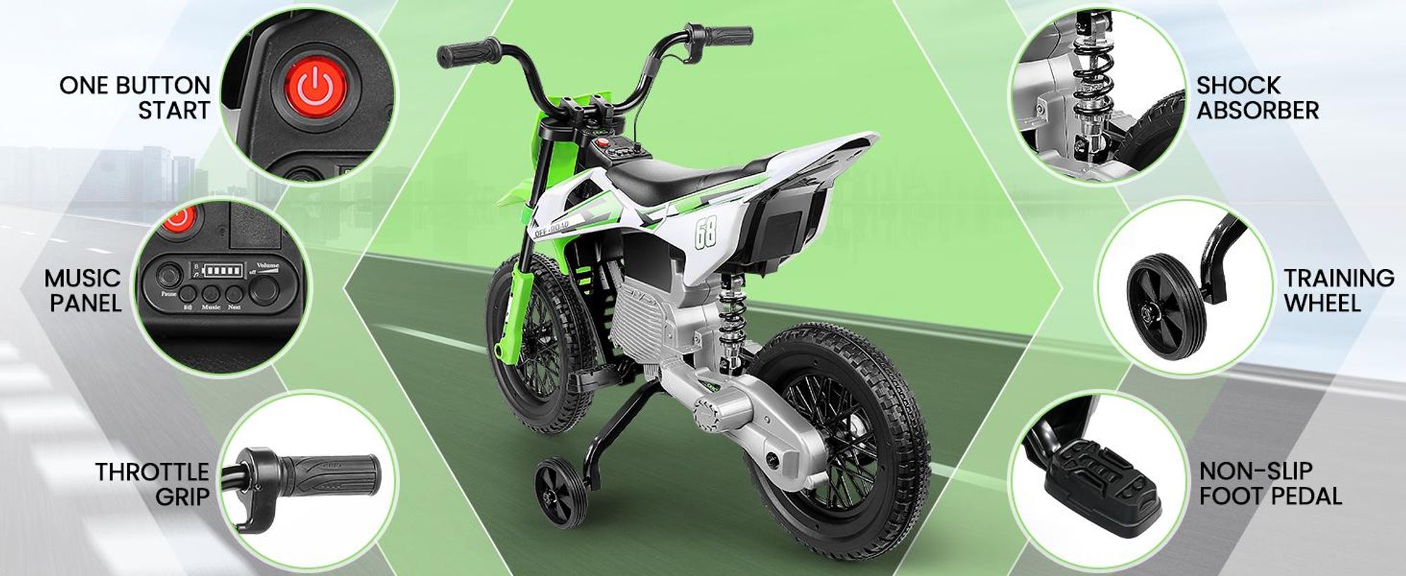 Kinder Elektro-Motorrad, 12V 4.5AH Kinder Motorrad mit Stützrädern, Bluetooth, Federung, Musik , 3-Rad-Motorrad für Jungen Mädchen von 3-8 Jahren,Pink