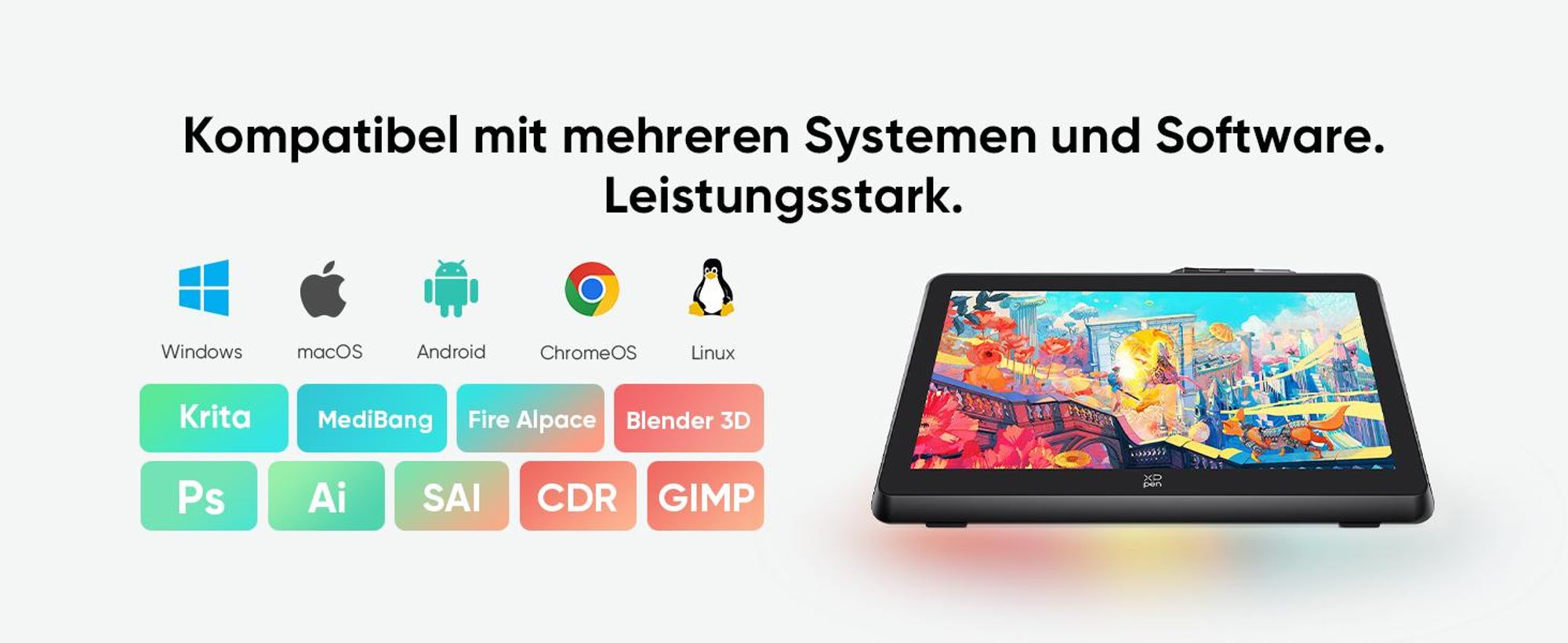 XPPen Artist 22 Plus Grafiktablett mit Display 21,5 Zoll Pen Display, X3 Pro Stift mit 16K Druckstufen, für Bild- und Videobearbeitung