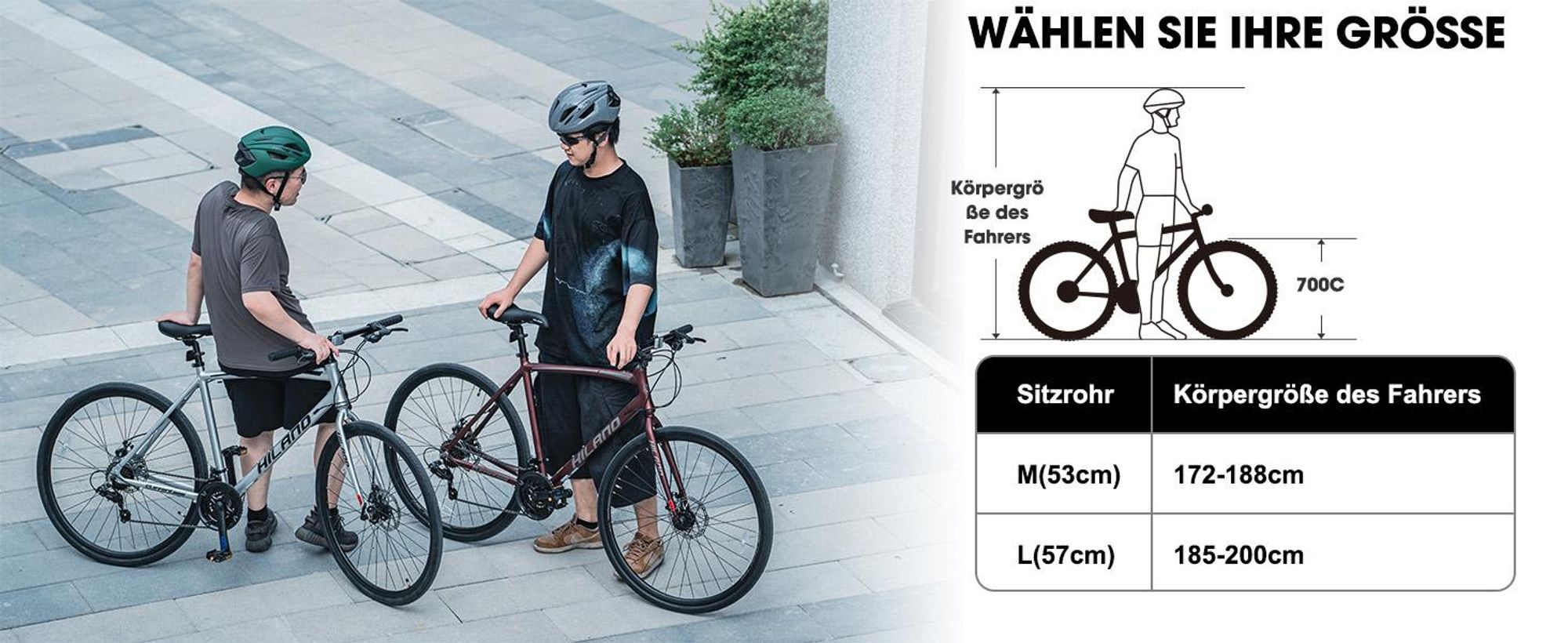 Hiland 28 Zoll Rennrad 700C Trekkingrad Aluminiumrahmen mit 21 Gang-Schaltung Scheibenbremse Racing Bike für Damen und Herren, Silbrig