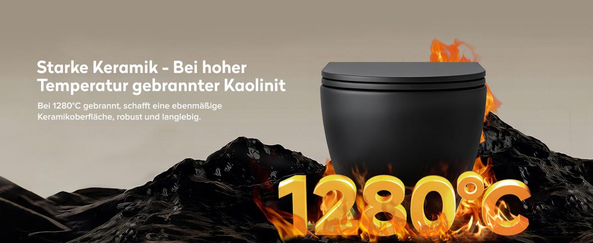 doporro Hänge-WC Spülrandlos Hänge-Toilette mit Tiefspüler inkl. Soft-Close Absenkautomatik schwarz matt aus Keramik Wandmontage Aachen179 neu