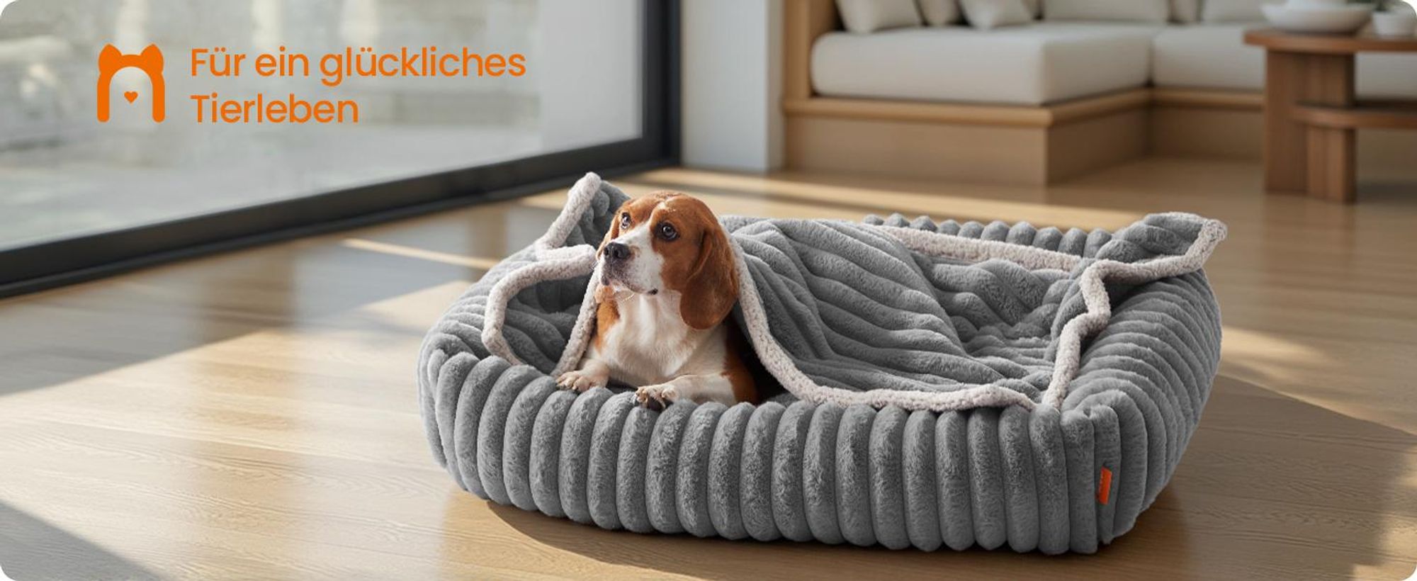 Feandrea Hundebett, großes orthopädisches Hundekörbchen, Hundekissen Hundematte L