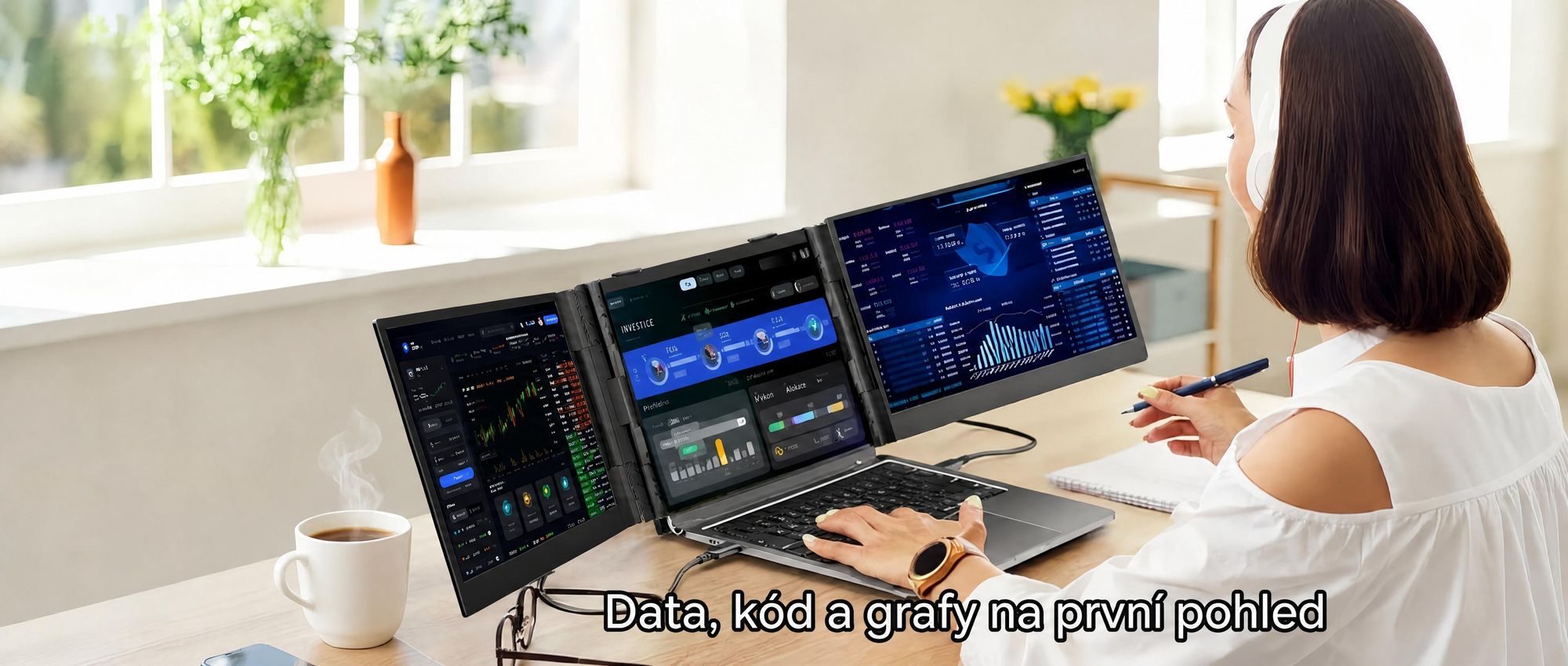 Blackview přenosný monitor DCM6 14", monitor pro notebooky s dvěma obrazovkami, ultratenký, FHD, pro notebooky 13,3"–17,3", otočný o 180°, pro Windows/Mac/Android