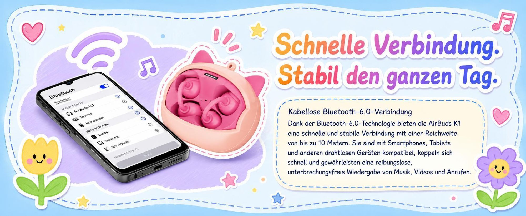 Blackview AirBuds K1 over ear Kinder Kopfhörer, Bluetooth 5.0/6.0, 22 Std. Laufzeit, Gehörschutz, Touch Steuerung, IPX4, fur Schule/Tablet/Handy/PC
