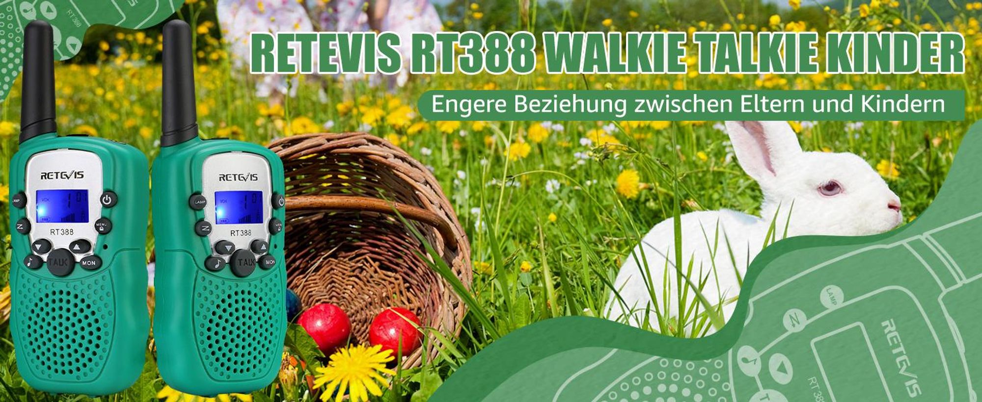 Retevis RT388 Walkie Talkie Kinder, Tastensperrer, sicheres Funkgerät, 8 Kanäle, Reichweite, Geschenke Spielzeug für Jungen Mädchen, Abenteuer Camping