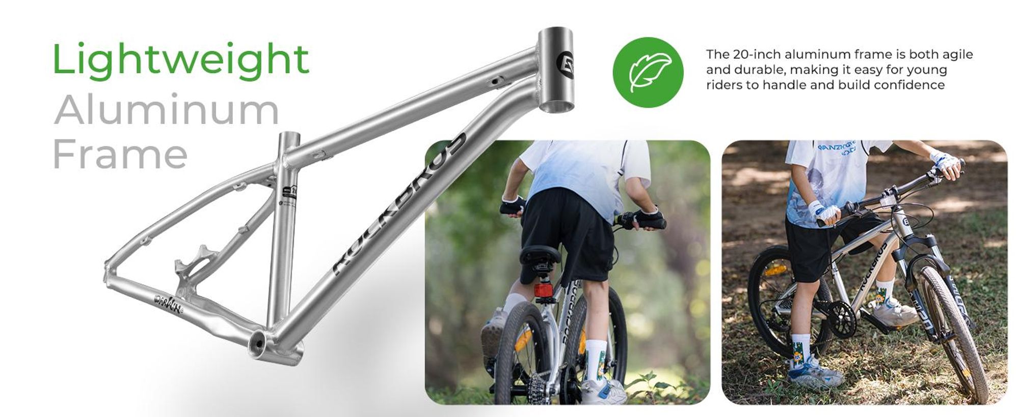 ROCKBROS Darwin Mountainbike 20'' Jungenfahrrad 7 Gang Shimano Kinderfahrrad für 6-10 Jahre Schock Gabel
