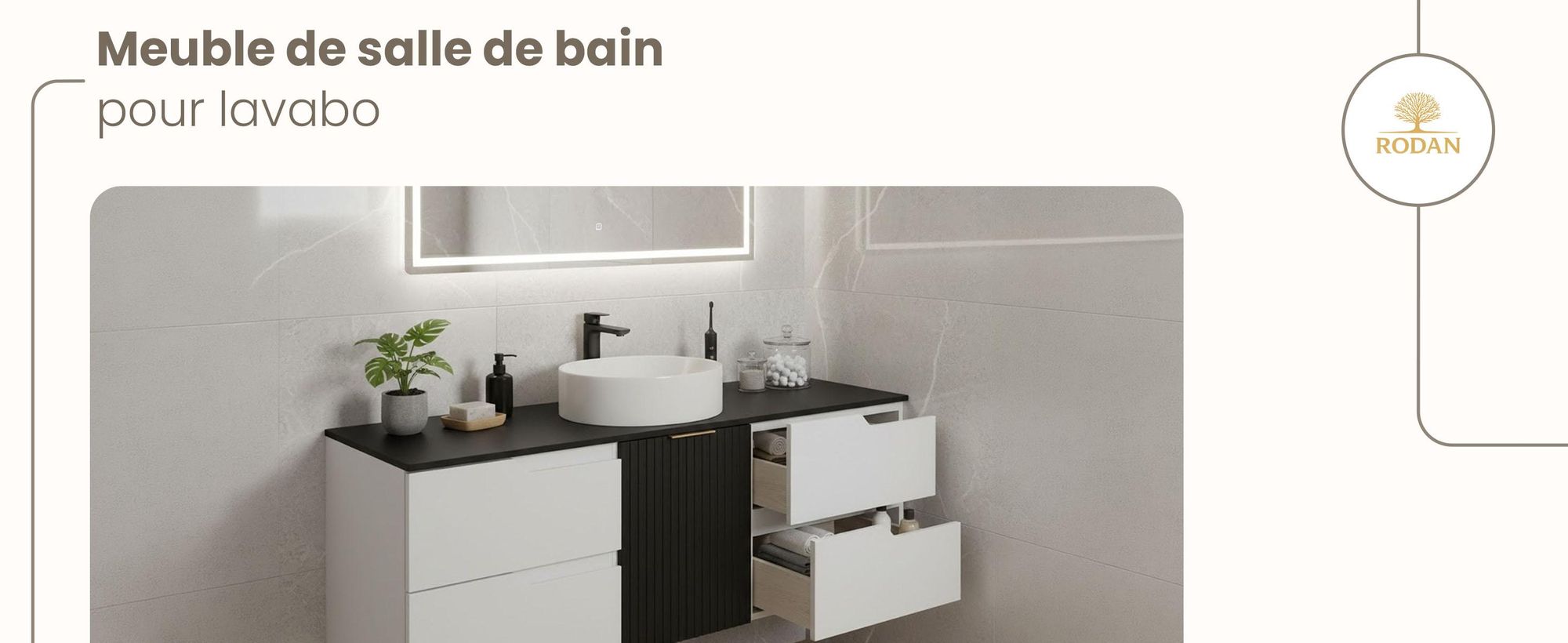 RODAN, meuble de salle de bain, armoire moderne, meuble sous vasque, meuble sous lavabo