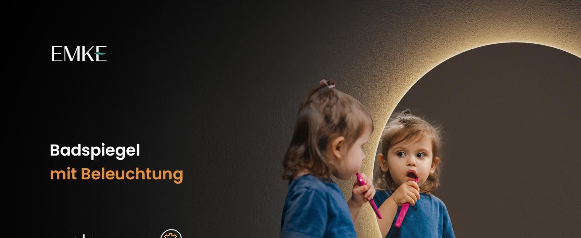EMKE LED Badspiegel Rund 50 cm mit beschlagfrei Badezimmerspiegel 3 Lichtfarbe Badspiegel dimmbar LED Spiegel mit Touchschalter
