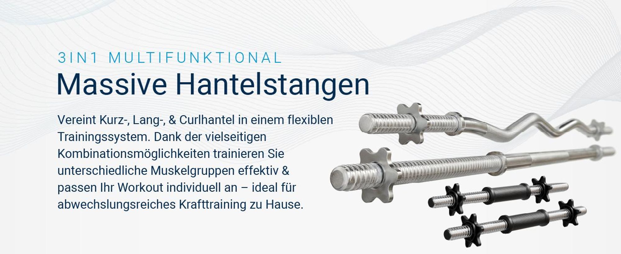 Artsport 3in1 Hantelset mit 2 Kurzhanteln, 1 Langhantel & 1 SZ Curlhantel – 12 Gewichte mit 60kg und Sternverschlüssen – Hantel Set Krafttraining