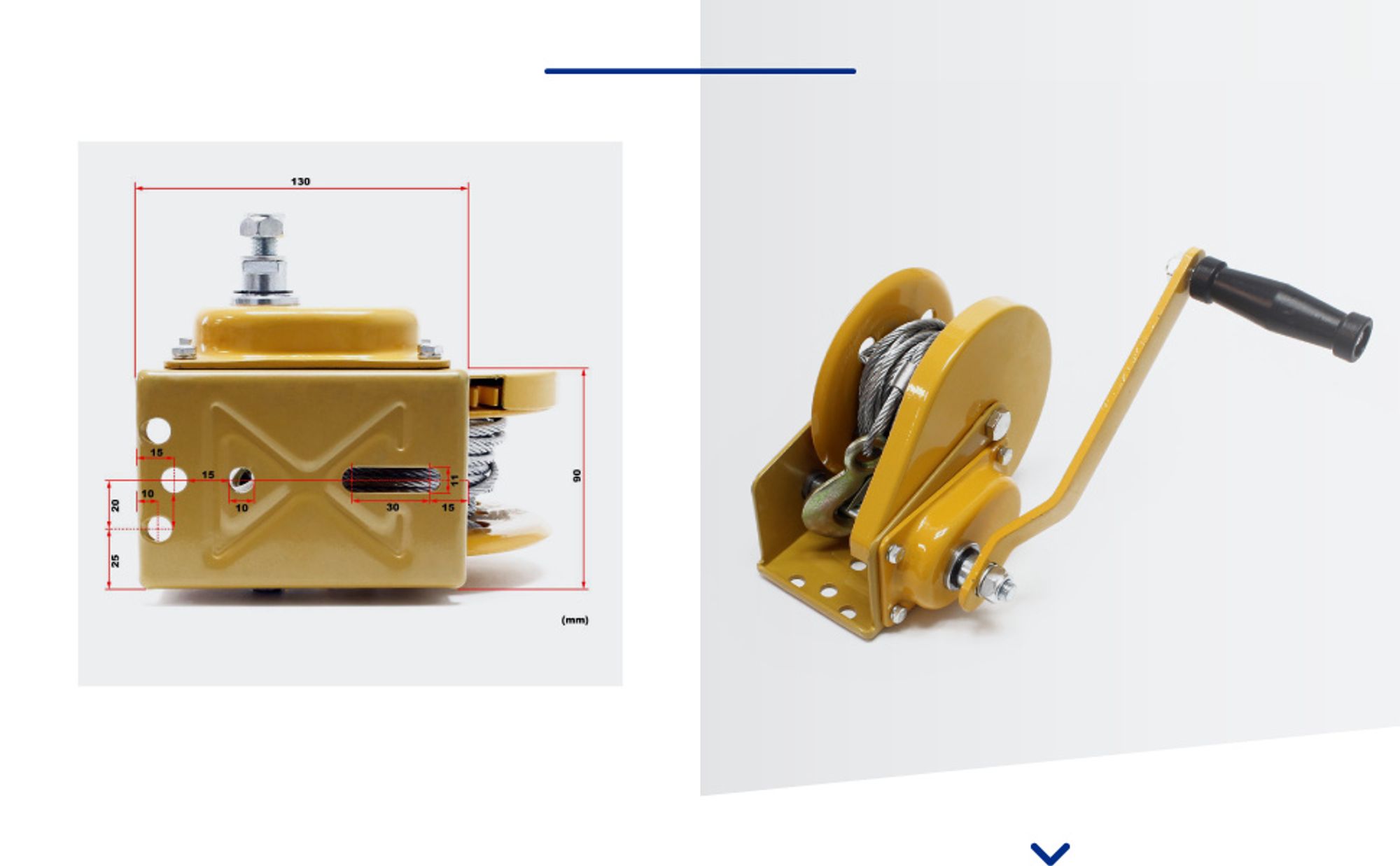 Wiltec Handseilwinde bis 540kg Übersetzung 4,2:1 170x210x210mm, Winde mit 10m Drahtseil, Seilwinde handbetrieben, Handseilzug effizient, Forstseilwinde
