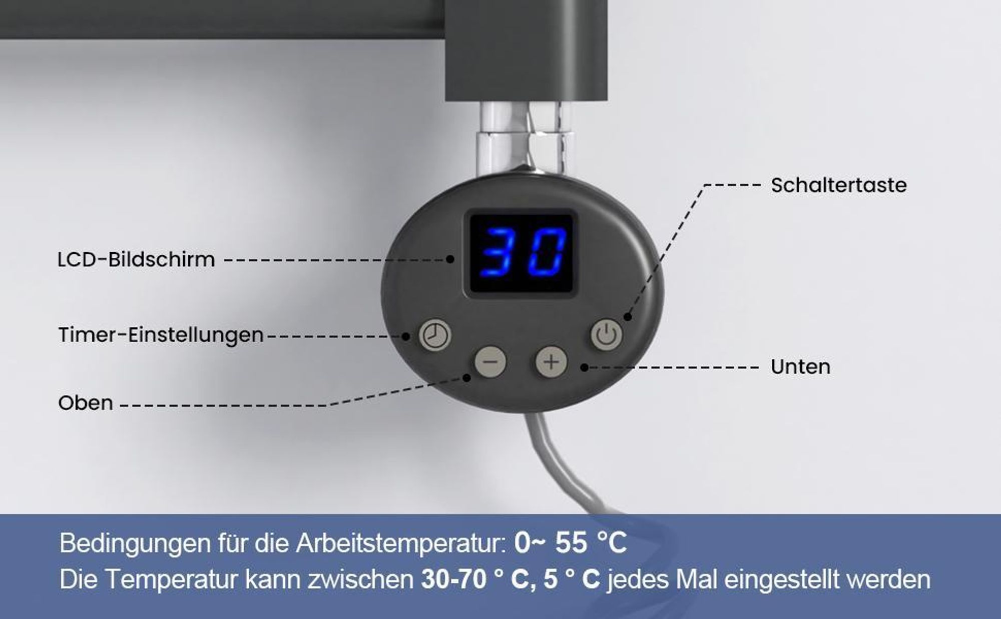 Heilmetz Heizkörper, Handtuchhalter Elektrisch, Badheizkörper 120x50cm Anthrazit, Elektrische Handtuchtrocknung