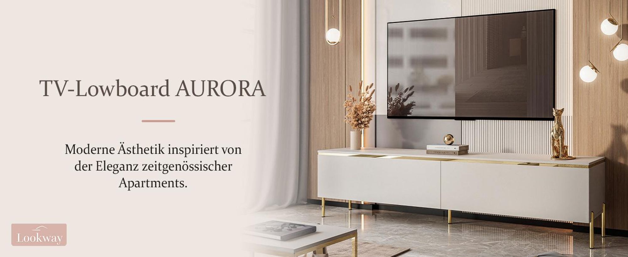 TV-Schrank AURORA KASZMIR auf verchromten geraden Beinen