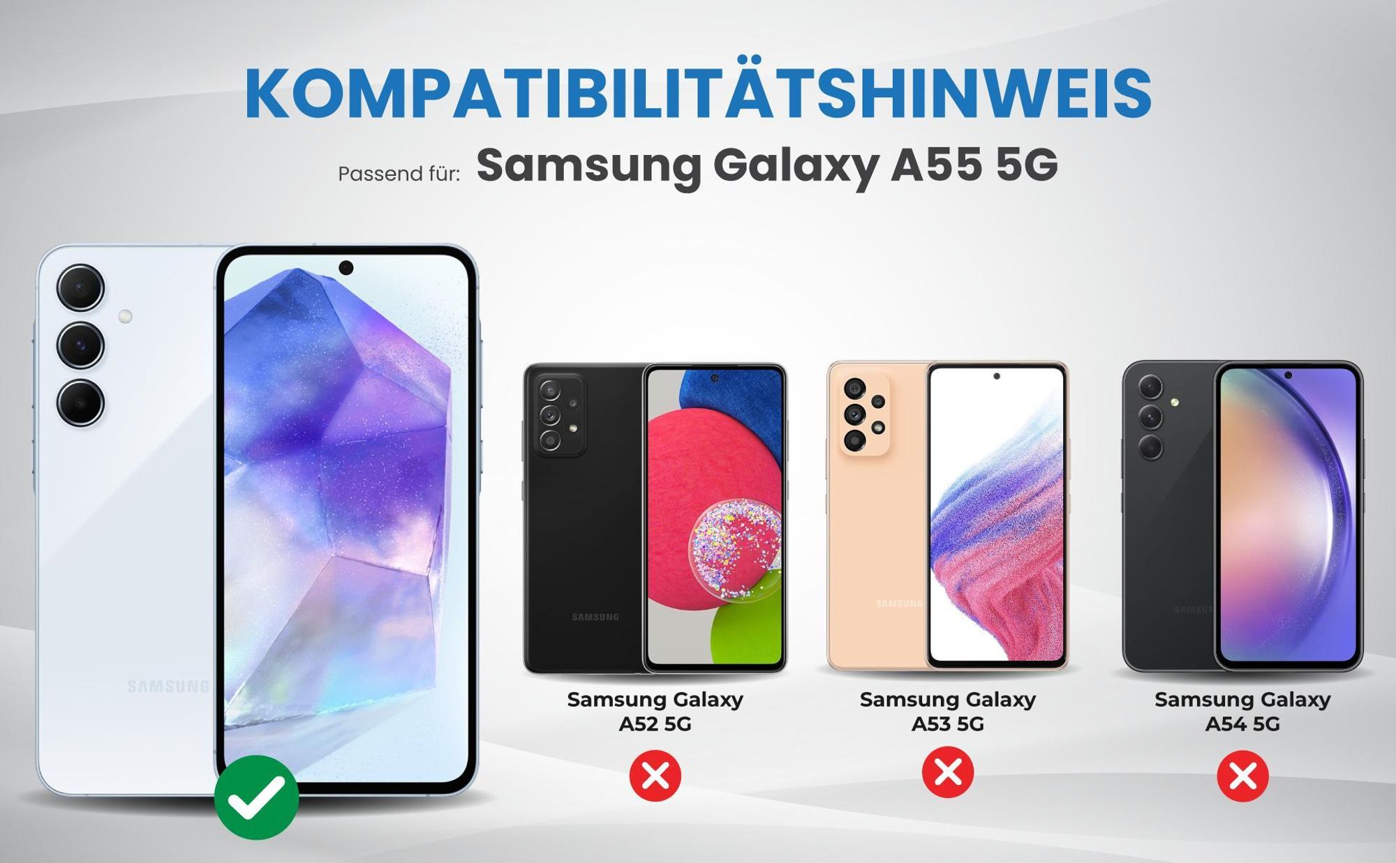 Kompatibilitätshinweise Hülle für Samsung Galaxy A55 5G