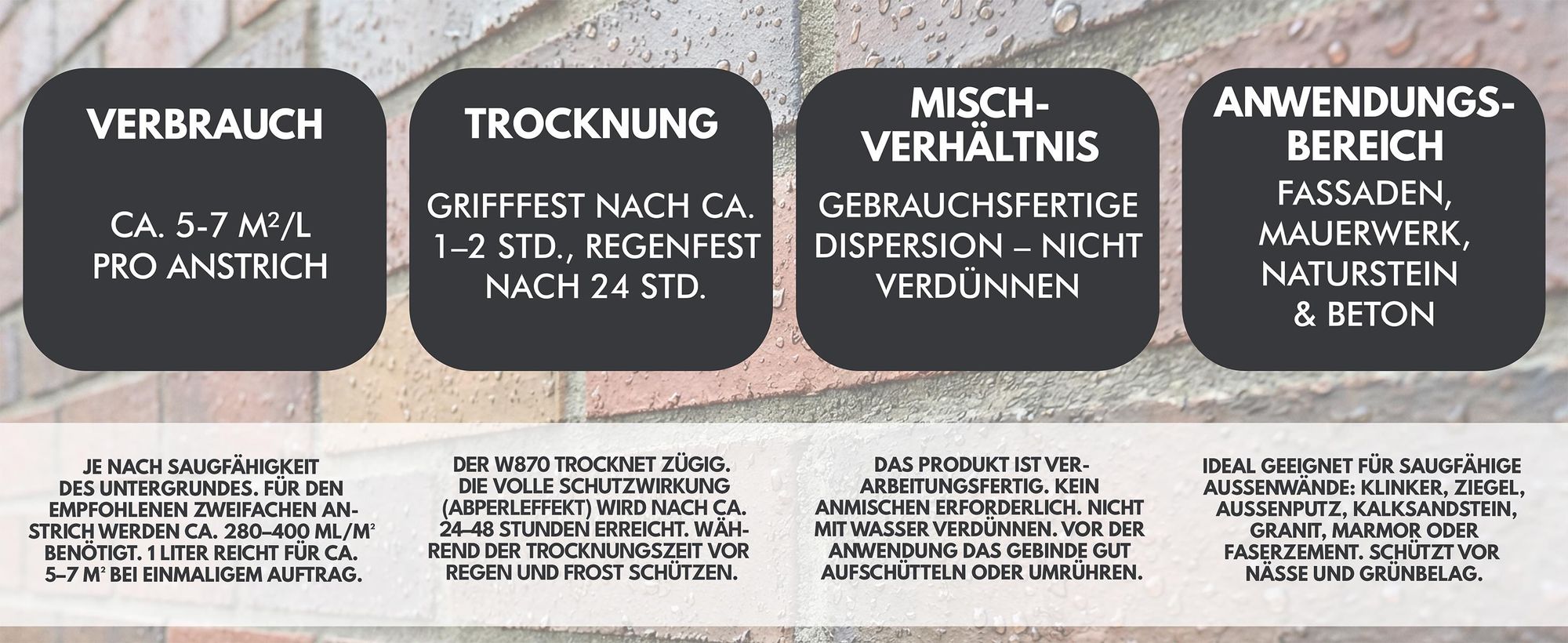 Mauer Fassaden Imprägnierung Fassadenschutz Mauerschutz Abdichtung W870 - 5L