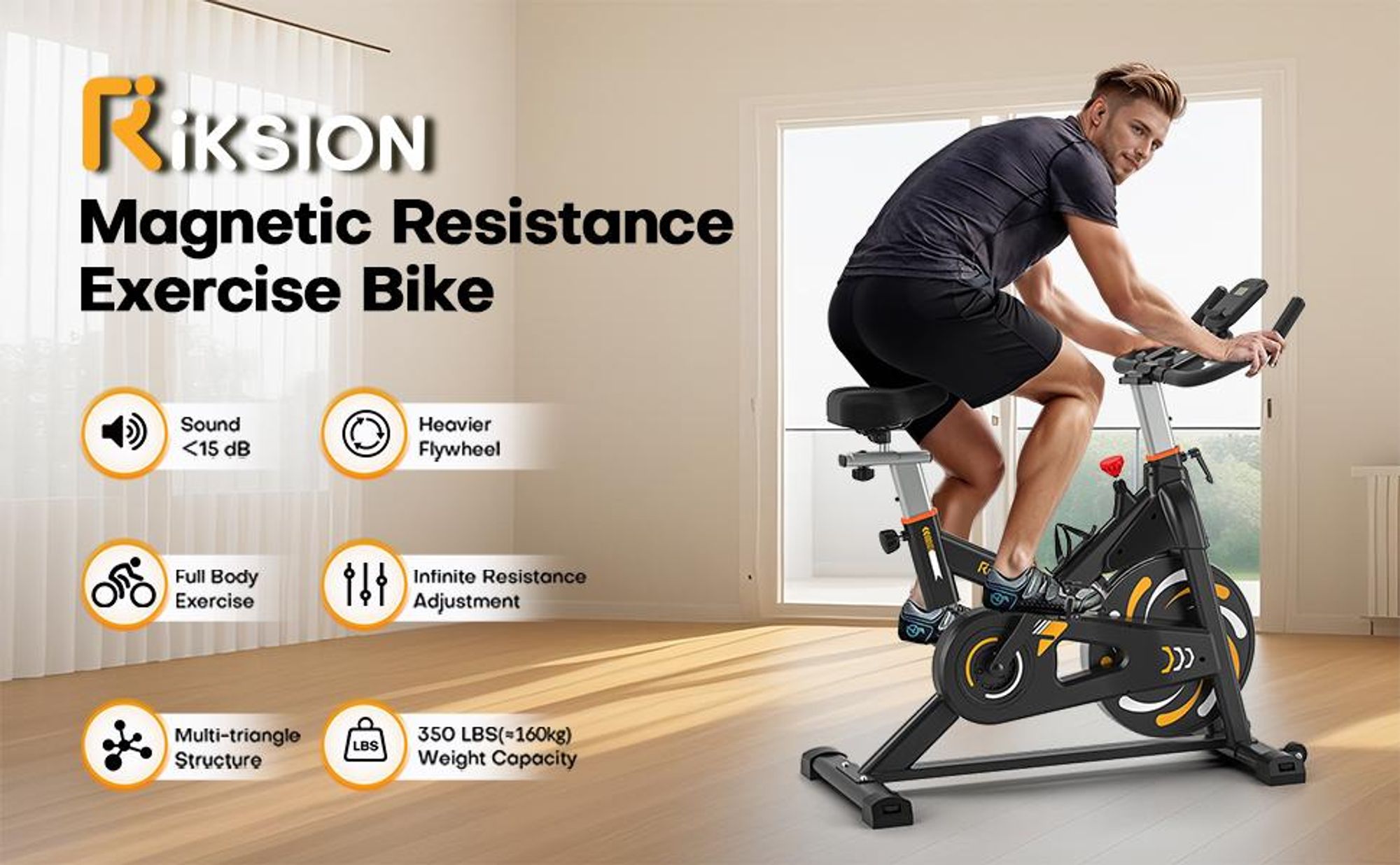 Ultraleises Heimtrainer-Fahrrad mit mehrstufig verstellbarem Magnetwiderstand, LCD-Display und einer Belastbarkeit von bis zu 160 kg
