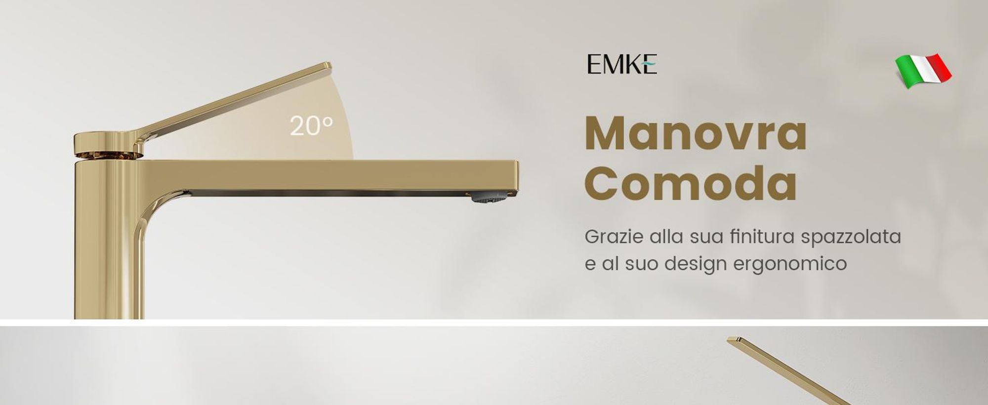 EMKE Rubinetto bagno oro champagne 335x233x46mm, ottone, cartuccia ceramica, miscelatore bagno, miscelatore lavabo, miscelatore lavabo