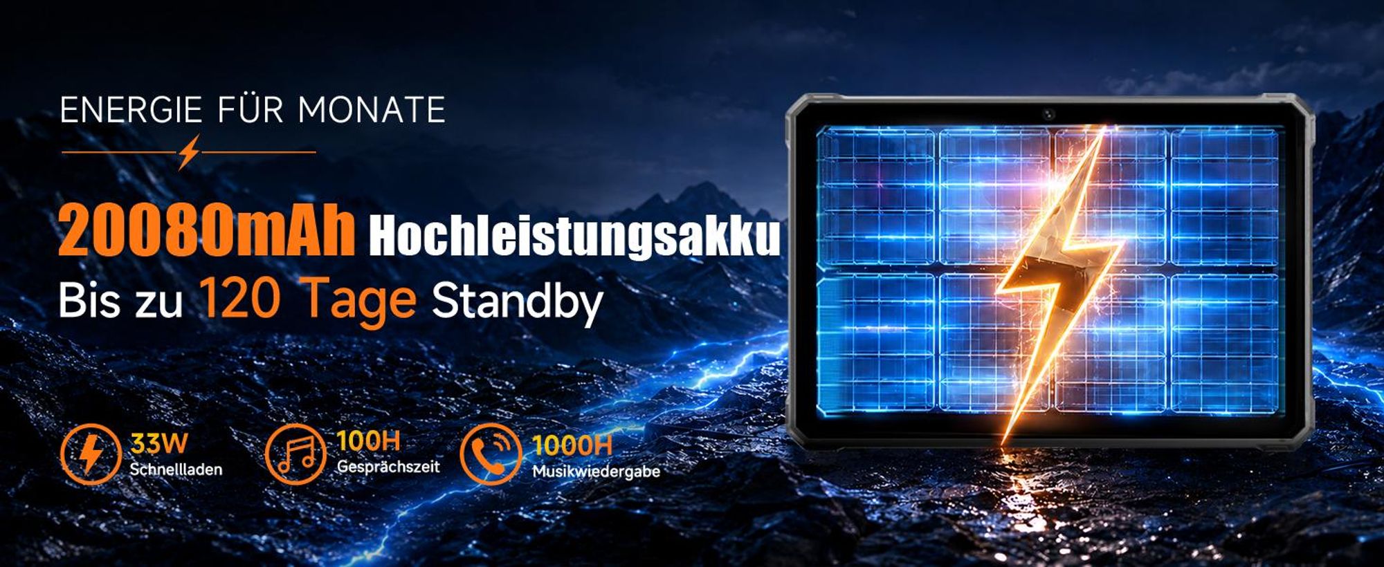 RUGTAKE T5 Pro Outdoor Tablet 5G Android 16 - 32GB+256GB - 20080mAh 11" 120Hz 2K 64MP+20MP Nachtsicht Rugged Tablet Gemini AI/Widevine L1, Orange