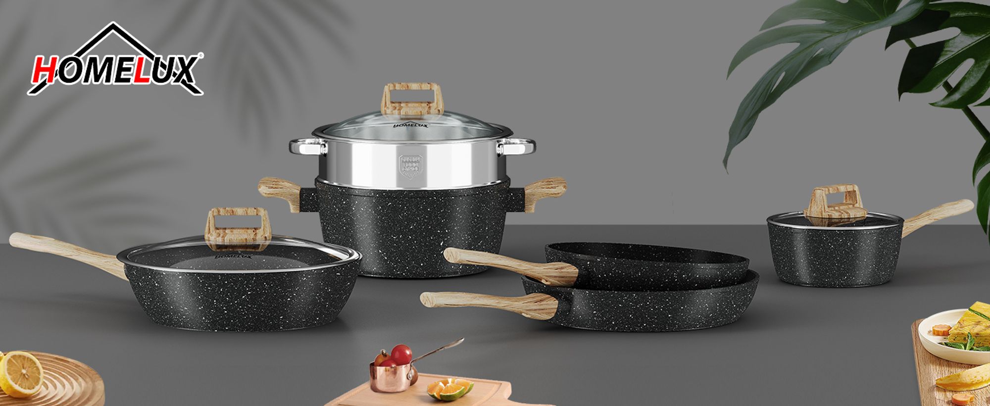 Topfsets, 12-teilige Kochtopfset Antihaft-beschichtete, Aluminium Topfset Induktion Induktionstöpfe mit Deckel, ,Töpfe & pfannen, Schwarz