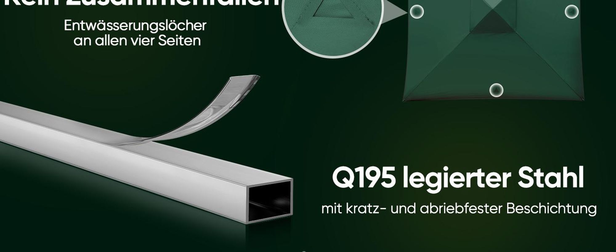 Quictent Pavillon 3x3m Wasserdicht Faltpavillon Stabil Winterfest, Pop-Up Klicksystem, UV-Schutz 50+, Gartenzelt, Partyzelt, Festzelt Grün