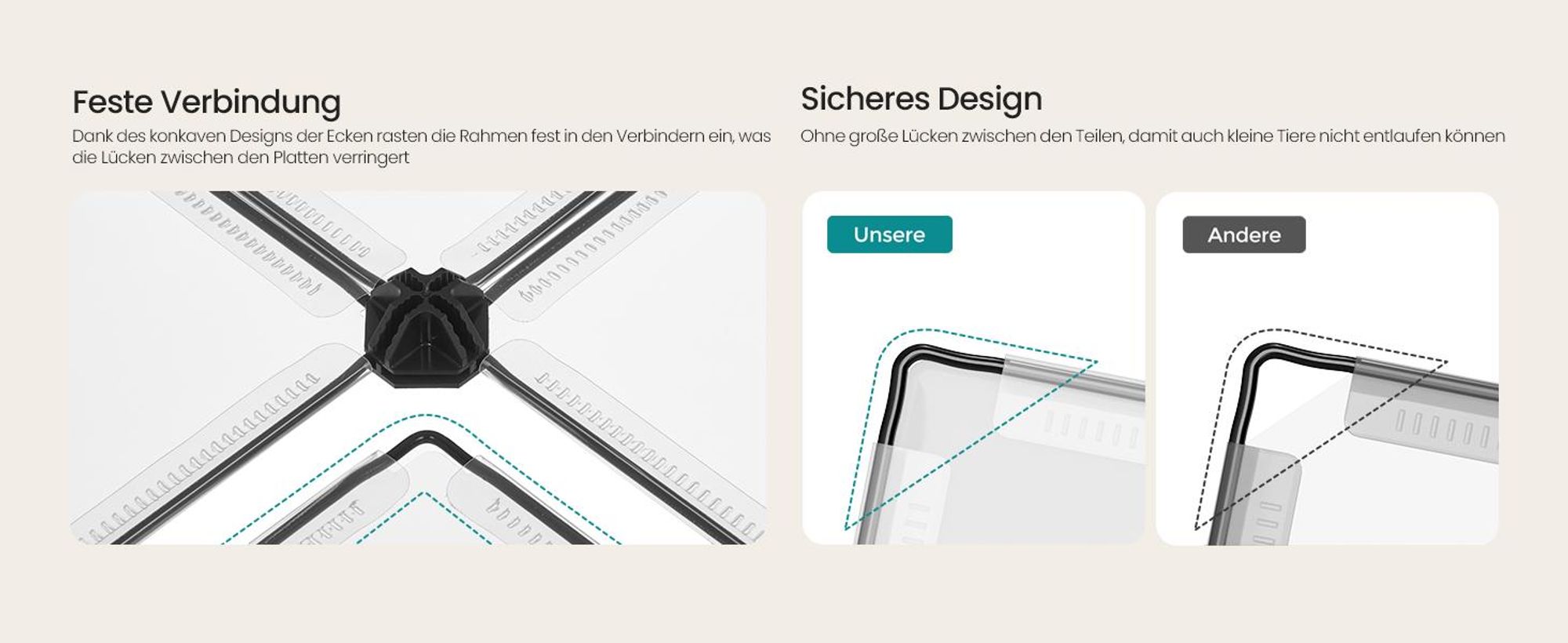 SONGMICS Kleintiergehege Freilaufgehege für Kaninchen mit Dach und Boden 120 x 60 x 40 cm Weiß
