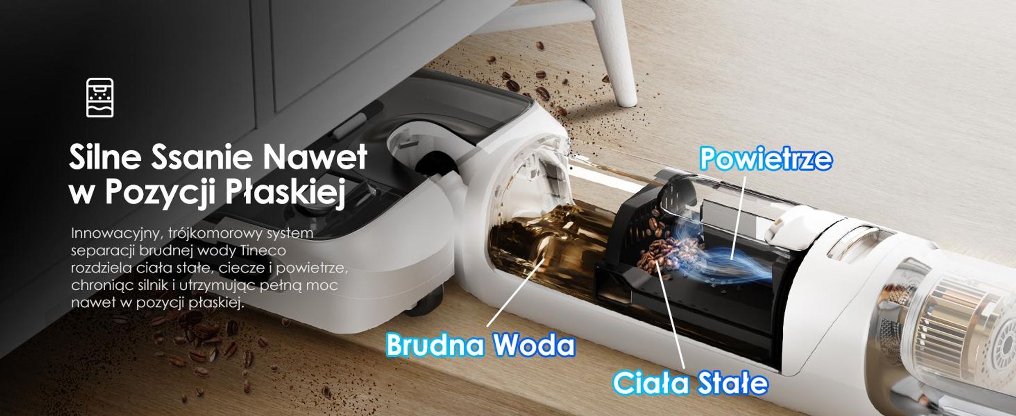 Tineco Floor ONE Stretch S6 odkurzacz myjący 2w1 na mokro i sucho, samoczyszczenie 85°C, rozkładany 180°, 85°C 5 minut Flashdry, czyszczenie krawędzi
