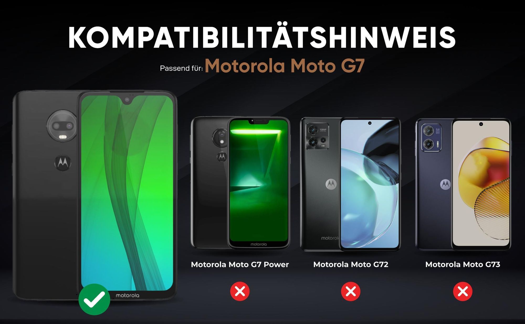 Kompatibilitätshinweise Hülle für Motorola Moto G7