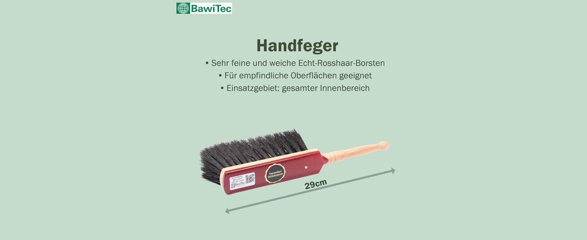 BawiTec Echt-Rosshaar Kehrset Rosshaarbesen Kehrschaufelset Handfeger Set Kehrgarnitur weicher Besen im Komplettset