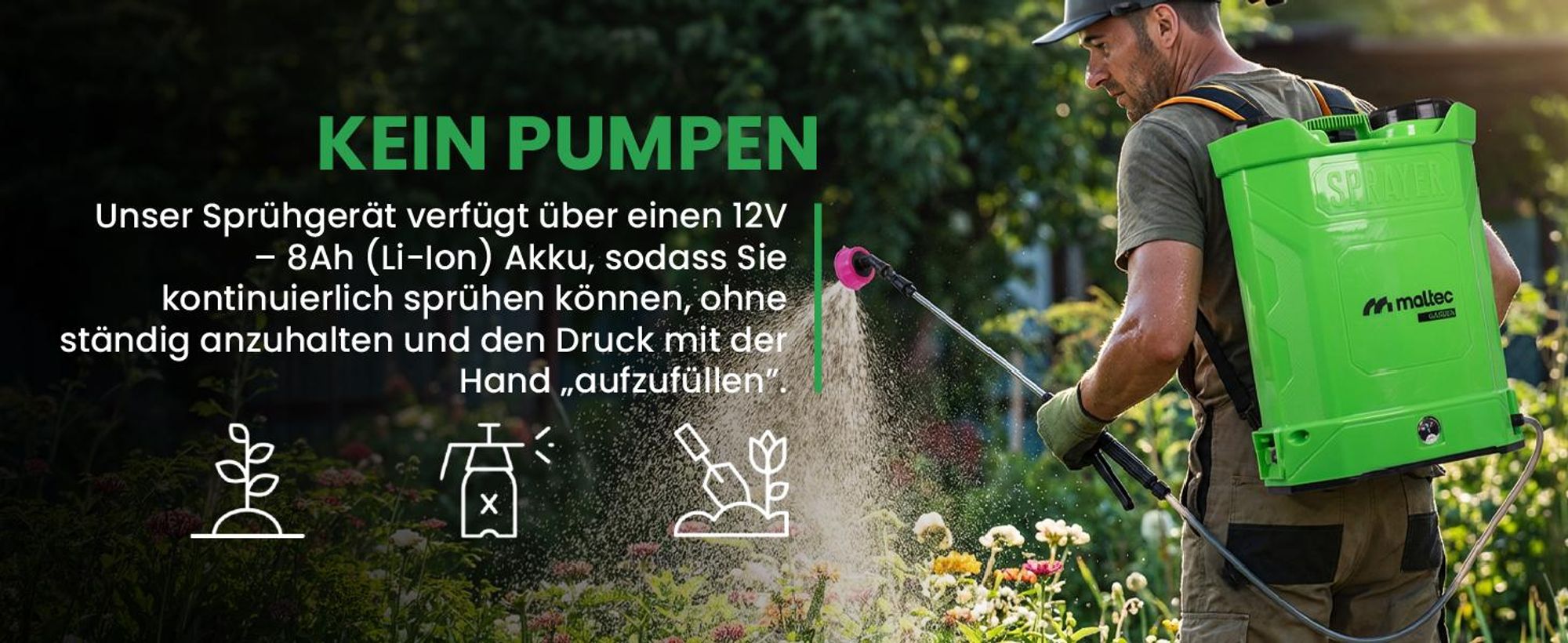Akku-Rückenspritze 20L mit elektrischer Drucksprüher 5 bar