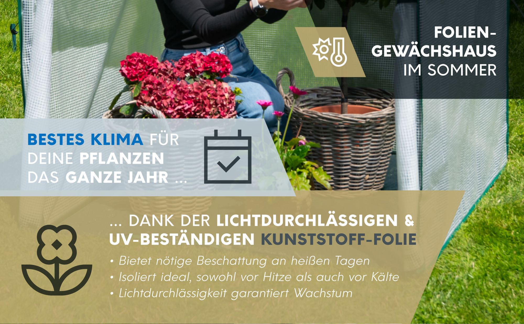 Westmann Überwinterungszelt & Foliengewächshaus Chili Weiß 120x120x180 cm