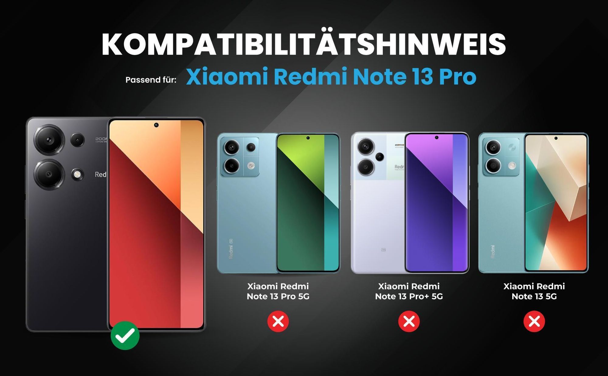 Kompatibilitätshinweise Hülle für Xiaomi Redmi Note 13 Pro
