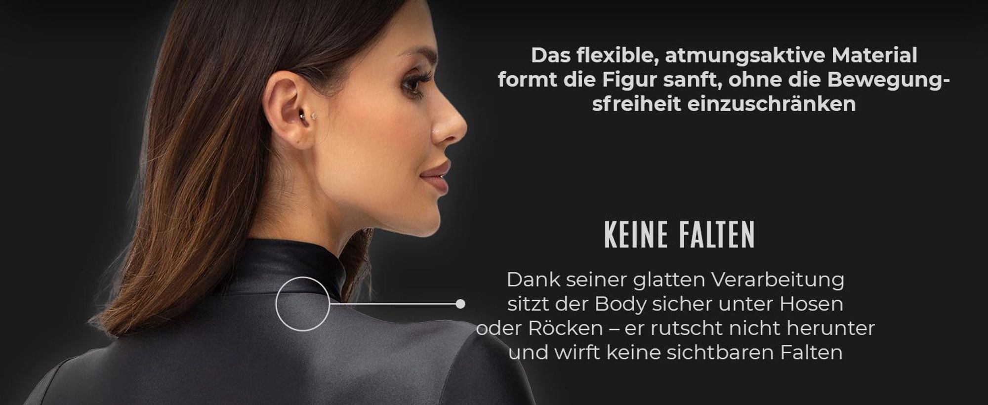 Gatta Body Rollkragen BLACK BRILLANT Langarm Einteiler glänzender Bodysuit, L