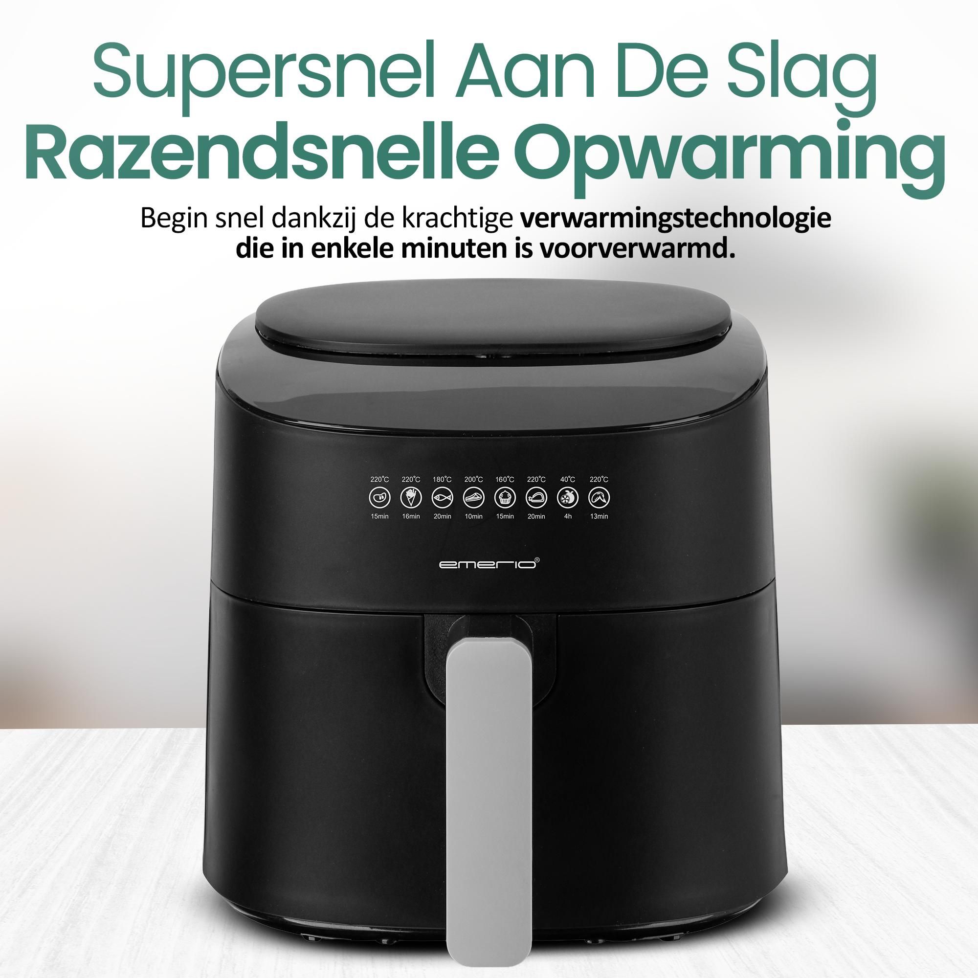 Emerio Airfryer XL 4,5 L – 1300 W – Digitaal – 8 Programma's – Zwart – AF-129369