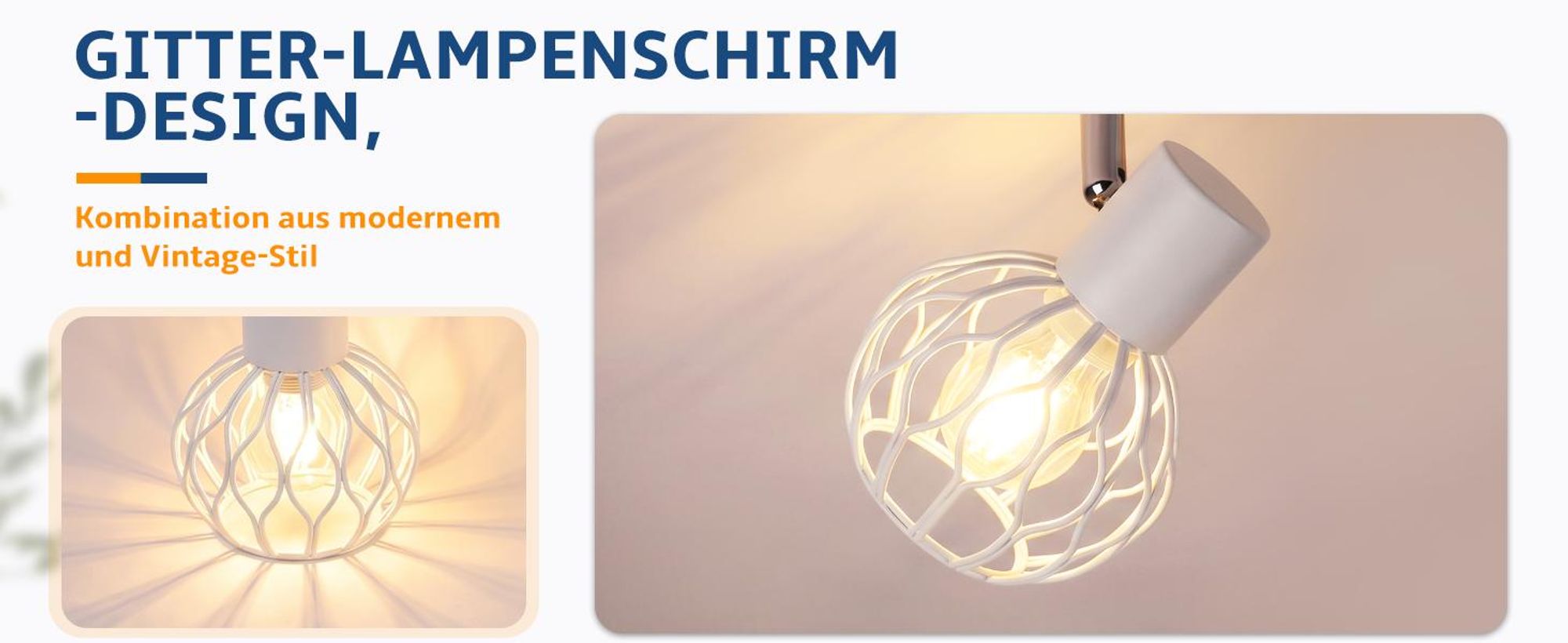 ZMH Lámpara de techo LED, 4 luces, blanca, casquillo E14, metal. Lámpara de techo giratoria de 350°, ideal para salones. Focos de techo para interiores, lámpara de techo para cocina