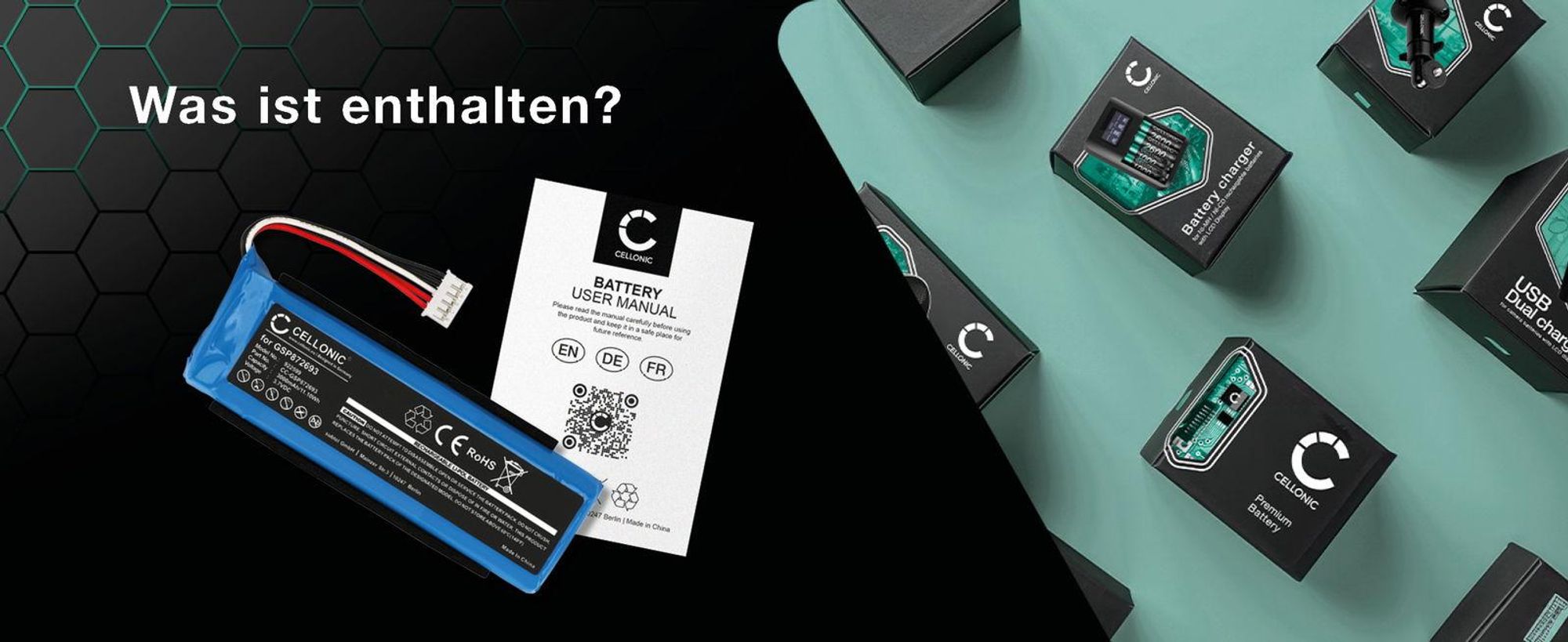CELLONIC 1x Akku für Lautsprecher Kompatibel mit JBL Flip 3, GSP872693 - (3000mAh, 3.7V)