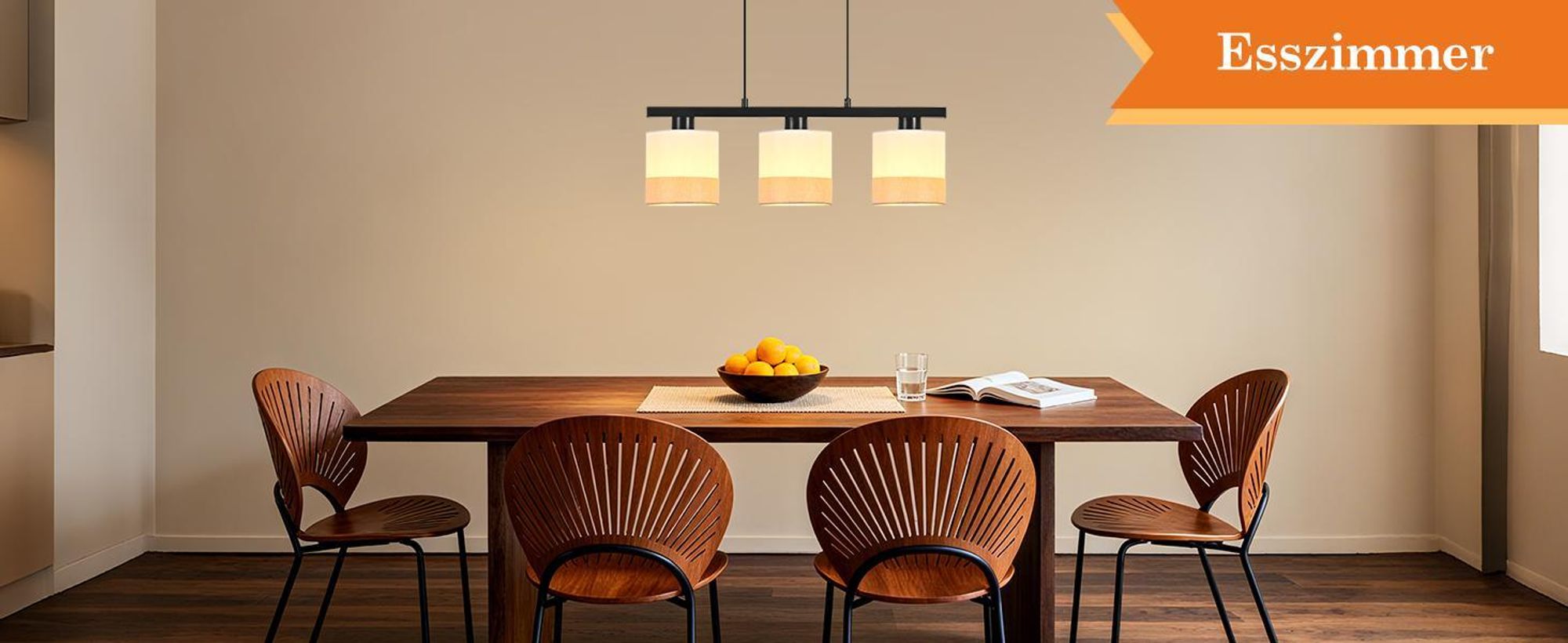 ZMH Esstisch Pendelleuchte 3 flammig Vintage Hängelampe Weiß Stoffschirm Esstischlampe Höhenverstellbar Pendellampe E27 Esszimmer (ohne Leuchtmittel)