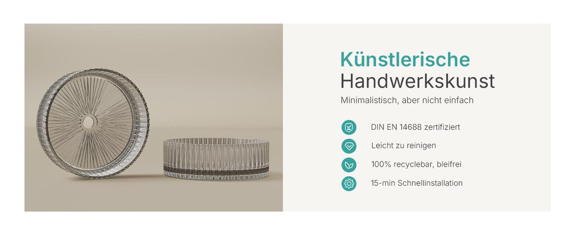 EMKE Aufsatzwaschbecken Rund 400x400x120mm aus gehärtetem Kristallglas Transparent grau Elektroplattiert, ohne Hahnloch & Überlauf, Modernes Design